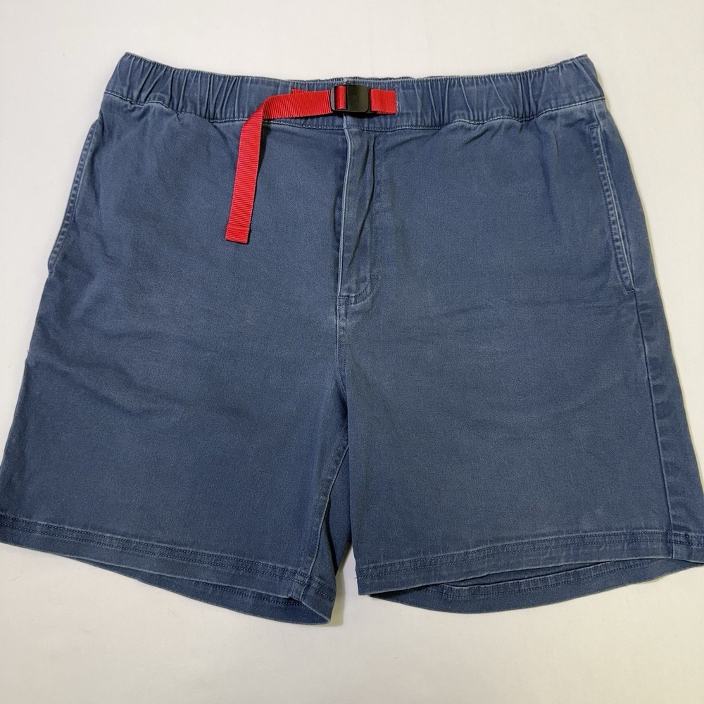 Topo‎ Designs Belted Shorts Mens XL Blue Elastic Waist Canvas Climbing Hiking